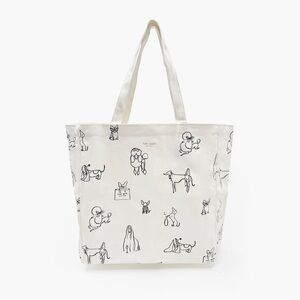 Rare Kate Spade New York Dog Party Canvas Tote Bag Dog Print Shopper Purse